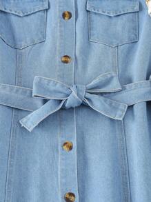 SHEIN Tween Girls Casual, Comfortable, Simple Denim Dress - Medium Wash - View 5