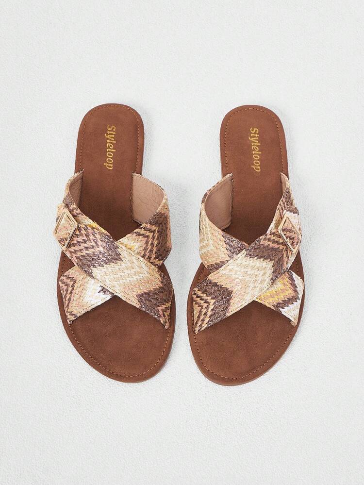 Women's Fashion Spring And Summer Vacation Straw Beach Bohemian Comfortable Flat Sandals