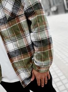Manfinity Homme Loose Men's Grid Pattern Shacket With Front Pockets - Multicolor - View 7