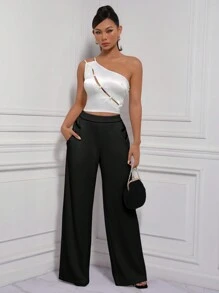 EastFlair Women's New Chinese-Style Knitted Wide-Leg Pants - Black - View 6