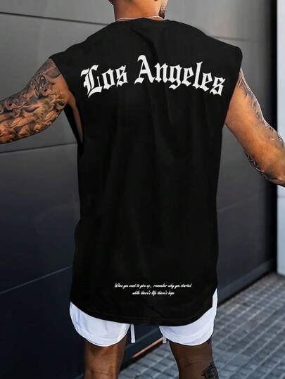 Manfinity LEGND Camiseta sin mangas con estampado de letras para hombre, para salir