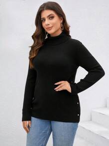 SHEIN Essnce 大尺碼女性休閒高領毛衣