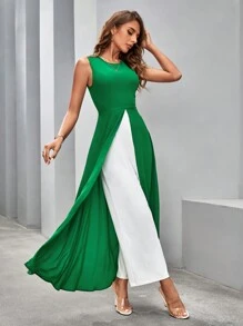 SHEIN Clasi 女式無袖圓領連身褲配裙 - 彩色 - 查看 1