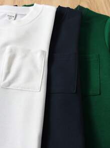 SHEIN 男童 3 件套秋季男童简约休闲轻便圆领长袖运动衫 - 彩色 - 查看 3