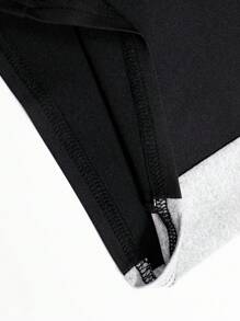 Young Boys Sports & Outdoor Classic Colorblock Gray & Black Loose Shorts, Stretchy Moisture-Wicking Breathable For Cycling, Running, Workout, Fashion Versatile - Black - View 3