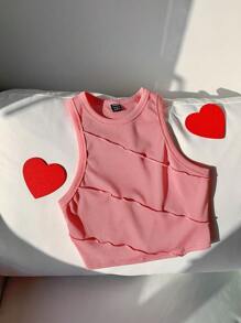 Comfortcana Zonder mouwen Tops Met Stitching Detail