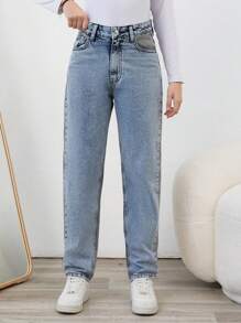 RueChic Teen Girls' Contrast Straight-Leg Jeans - Multicolor - View 4