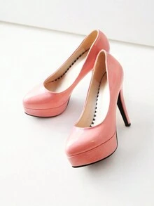 Comfortable Pink Waterproof Platform High Heels For Women, 2024 New Arrival, Pointed Toe Stiletto Patent Leather Sexy Versatile Dress Shoes - Pink - View 7