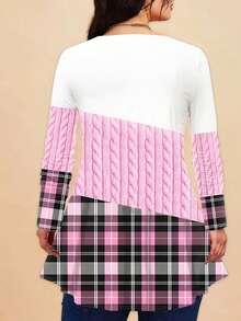 EMERY ROSE 女士大尺碼長袖扭紋圖案t卹 - 彩色 - 查看 2