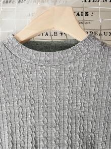 Teen Girls' Knitted Jacquard Polka Dot Tulle Mesh Dress - Grey - View 8