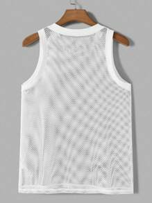 NORVETH Men's White Fishnet Tank Top Suitable For Daily Wear In Spring And Summer, Sleeveless Tank Top For Boyfriend Gift, Couple Things - White - View 3