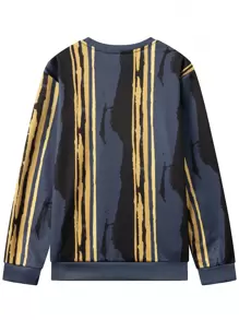 男士條紋長袖套頭衫 - 黑色 - 查看 2