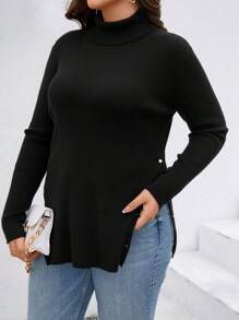 SHEIN Essnce 大尺碼女性休閒高領毛衣