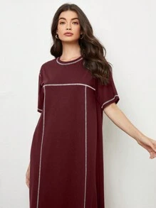 SHEIN LUNE Đầm casual phối màu, đầm hè cho nữ, đầm casual. - Màu Hoa hồng đỏ - Xem 4
