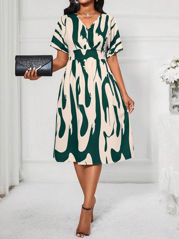 Lyxana Rochie Maneca Liliac Imprimata Aleatorie Tinuta Maxi Femei