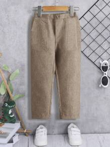 SHEIN Boys' Casual Straight-Leg Pants - Apricot - View 1