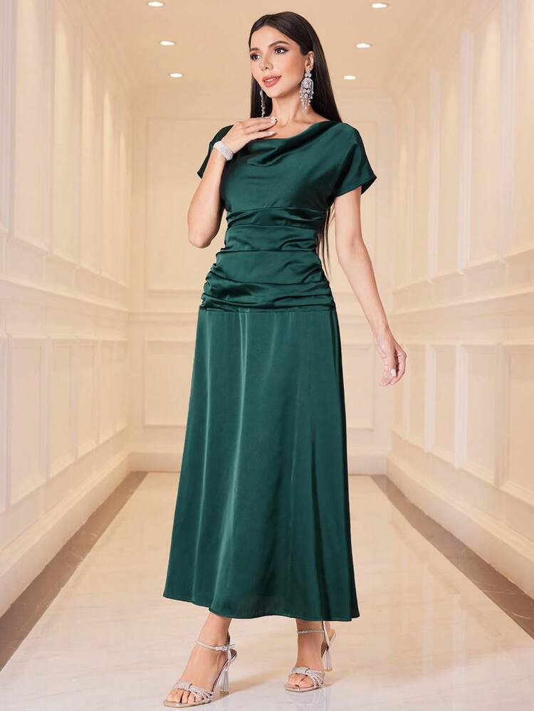 Women's Cowl Collar Satin Dress