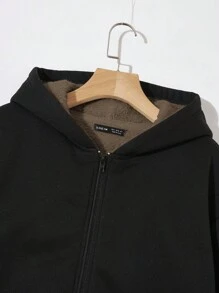 SHEIN Qutie Women'S Solid Color Hooded Fleece Sweatshirt