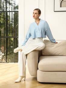 Anewsta Sudadera De Manga Larga Con Cuello En V Para Mujer