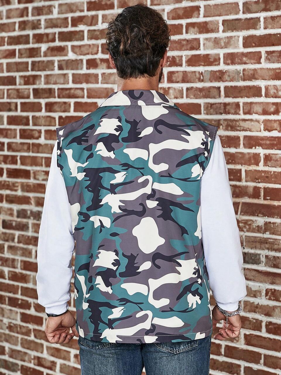Men's Camouflage Printed Vest, Plus Size