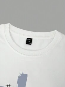 Manfinity LEGND Men's Plus Size Cross And Slogan Print T-shirt - White - View 5