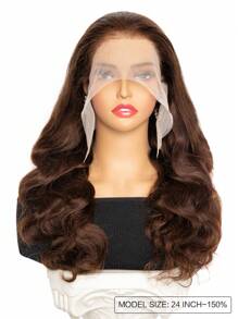 Chocolate Brown Body Wave Human Hair Wigs 13*6 Transparent Lace Front Wig With Baby Hair Pre Plucked For Women
