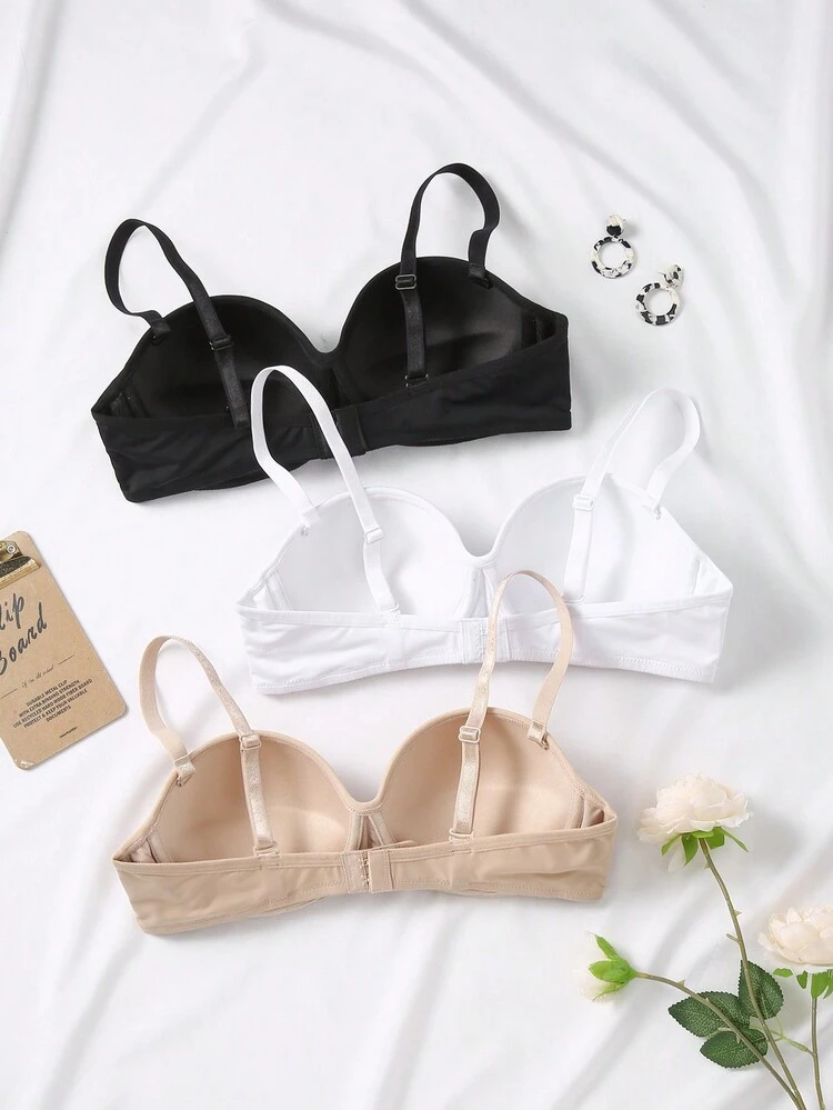 Ladies' Solid Color Lace Patchwork Bra
