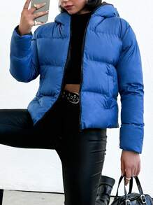 EURMUSE Women'S Hooded Padded Coat - Blue - View 4