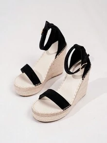 中空設計開背黑色高跟涼鞋,適合十幾歲的女孩 - 黑色 - 查看 2