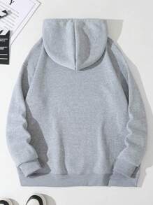 Men's Leisure Drawstring Hoodies With Printed Texts - Grey - View 2