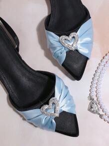 SHUZIA Women's Fashionable Heart & Rhinestone Decor Flat Shoes - Blue - View 5