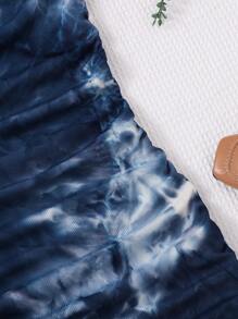 SHEIN Teen Girls' Knitted Tie-Dye Ruched Casual Cami Dress With Rib Texture - Blue - View 3