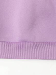 Calvaya Plus Size 2pcs/Set Letter Printed Sweatshirt And Sweatpants Set - Purple - View 4