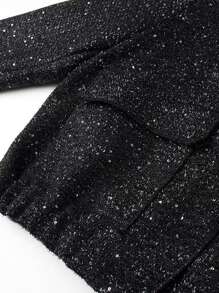 女裝立領亮片外套 - 黑色 - 查看 5