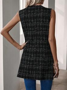 SHEIN LUNE 女裝格子西裝背心外套 - 黑與白 - 查看 2