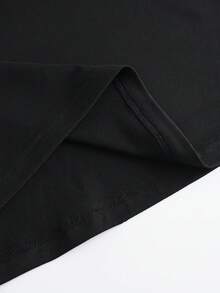 SHEIN Essnce Women's Round Neck Butterfly & Floral Printed Short Sleeve T-Shirt - Black - View 3