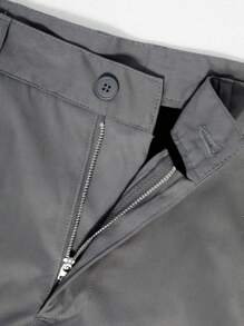 Manfinity Homme Pantalones De Pierna Recta De Color Liso Para Hombre - Gris Oscuro - Ver 5