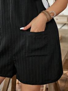 SHEIN LUNE 前袋寬鬆工裝褲短褲-大尺碼 - 黑色 - 查看 5