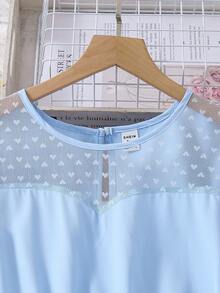 Teen Girl Puff Short Sleeve Belted Dress - Blue - View 7
