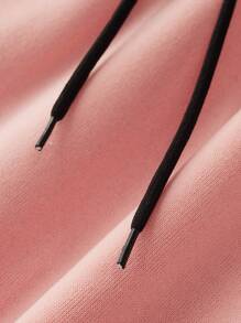 Calvaya Plus Size Print And Inner Thermal Lined Sweatshirt And Pants Two Piece Set - Pink - View 9