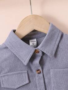 Girls' Single-Breasted Long Sleeve Shirt - Grey - View 3