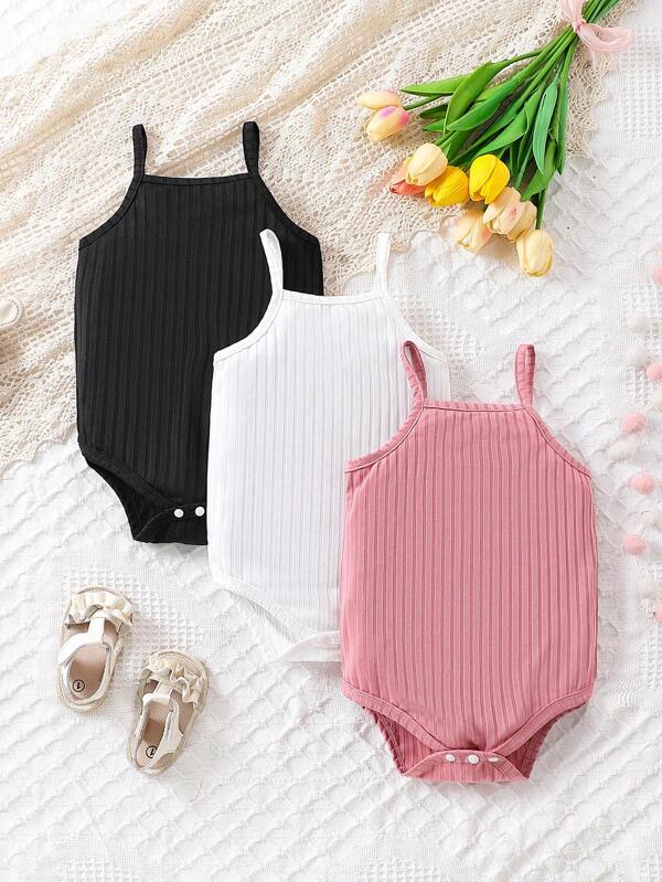 SHEIN Vintaside Kids بودي سوت صيفي بأحزمة بألوان متداخلة جذابة للأطفال الرضع البنات