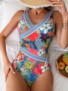 SHEIN Swim Của phụ nữ Áo tắm một mảnh Với In hoa Lễ hội hóa trang - Nhiều màu - Xem 3