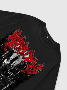 ROMWE MEN Goth 男士字母印花t恤 - 黑色 - 查看 3