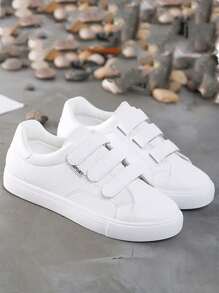 钩环运动鞋白色鞋子学生鞋女孩休闲鞋鞋子 - 白色 - 查看 1