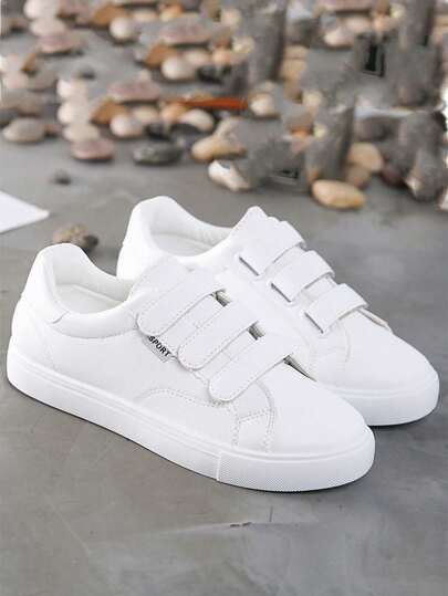 Hook And Loop Sneakers Vita Skor Studentskor Tjejs fritidsskor Skor
