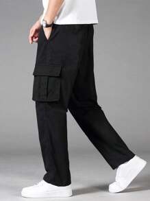 Manfinity Homme Men Flap Pocket Side Trousers - Black - View 3