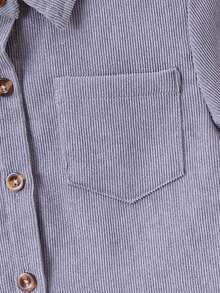 Girls' Single-Breasted Long Sleeve Shirt - Grey - View 7