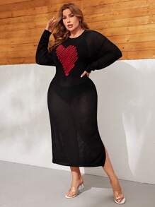 SHEIN Clasi 加大碼心型紋織衫裙 - 彩色 - 查看 6