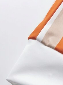 Men's Color Block Print Round Neck Sweatshirt - Burnt Orange - View 3